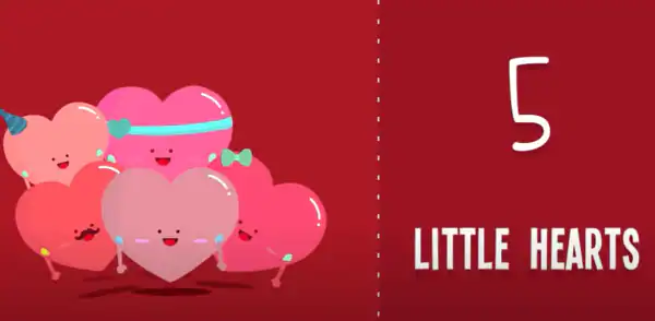 education valentine's day video - Five Little Hearts Song