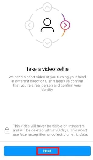 how to perform instagram selfie verification