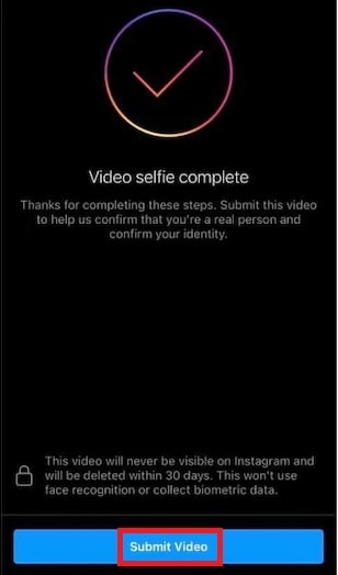 how to perform instagram selfie verification - submit video