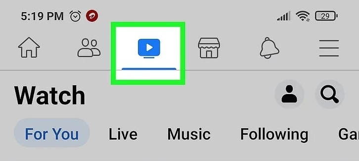 use watch icon to find videos