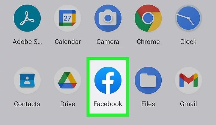 find the facebook app on android