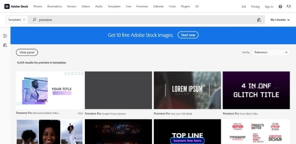 adobe stock website interface
