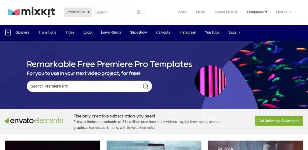 mixkit premiere pro templates