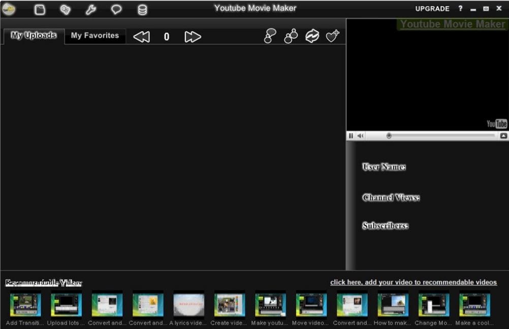  Interfaccia YouTube MovieMaker