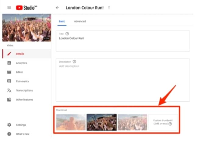  Aggiungi miniatura personalizzata al video di YouTube 