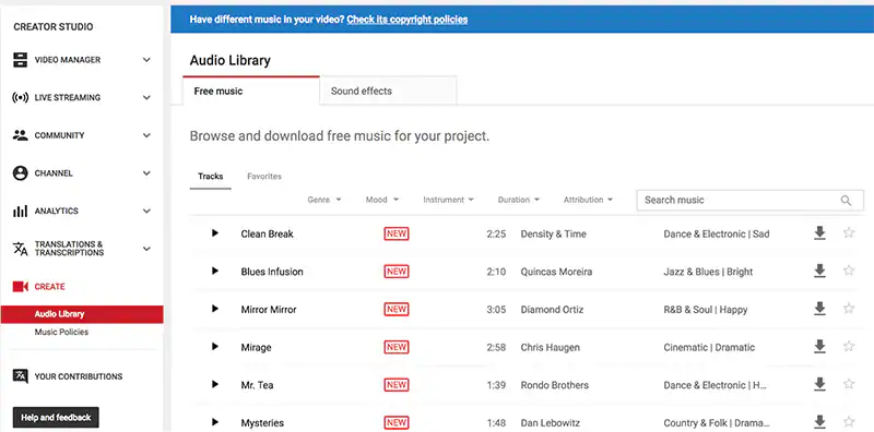 youtube audio bibliothek download