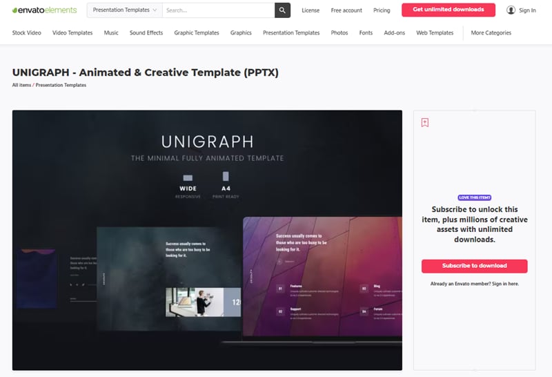 UNIGRAPH - Animierte & Kreative Vorlage (PPTX)
