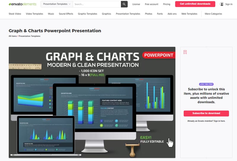 Presentación de PowerPoint, gráficos y tablas