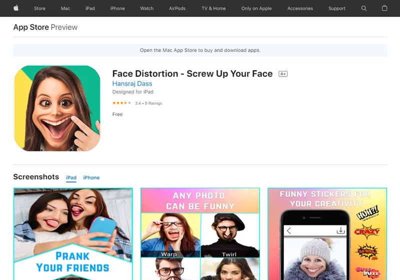 Aplicación Face Distortion - Jugar con tu cara
