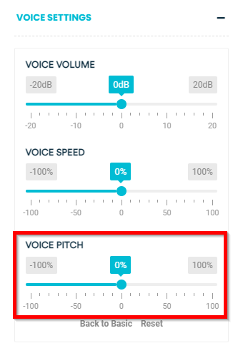 Voice Pitch Settings