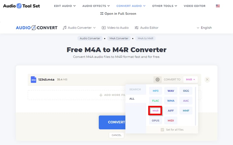 Confirm M4R as Output Format