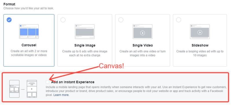 Instant experience videos ads dimensions and sizes
