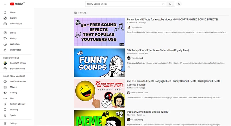 Usa YouTube per Effetti Sonori Divertenti