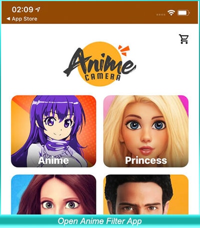 Apertura dell'App con Filtri Anime
