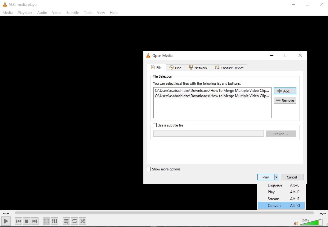 Videos in VLC zusammenführen