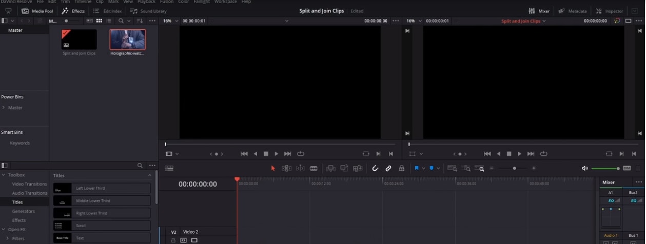 memisahkan klip pada davinci resolve