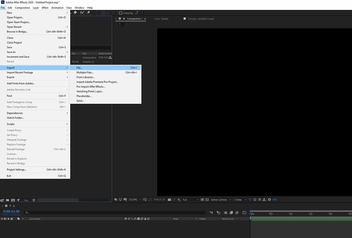 Dividindo os clipes no Adobe After Effects