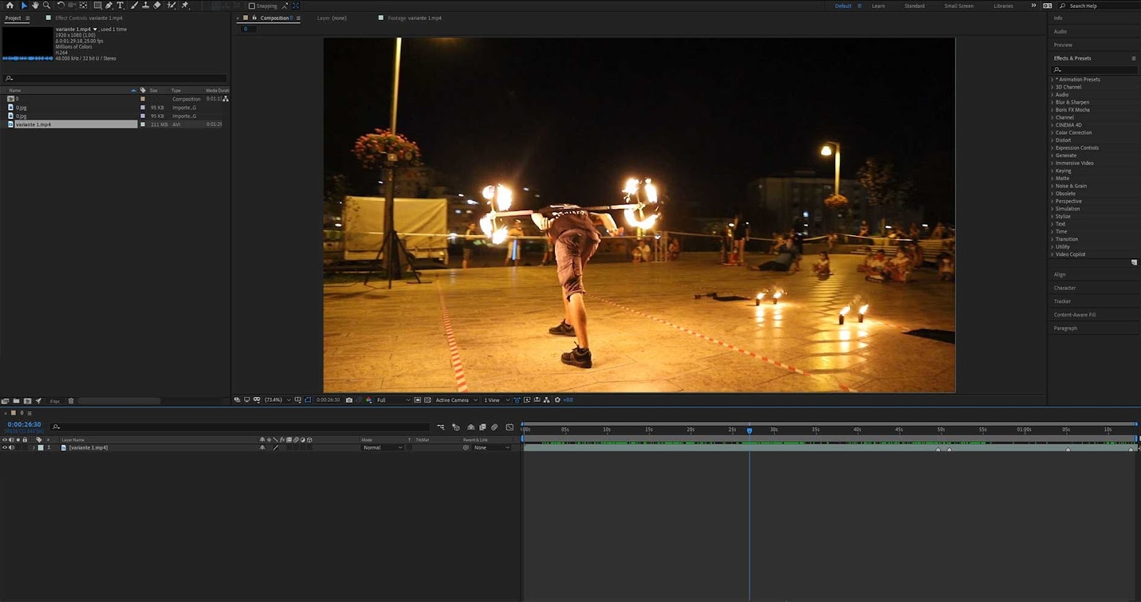 fractionnement des clips dans adobe after effects