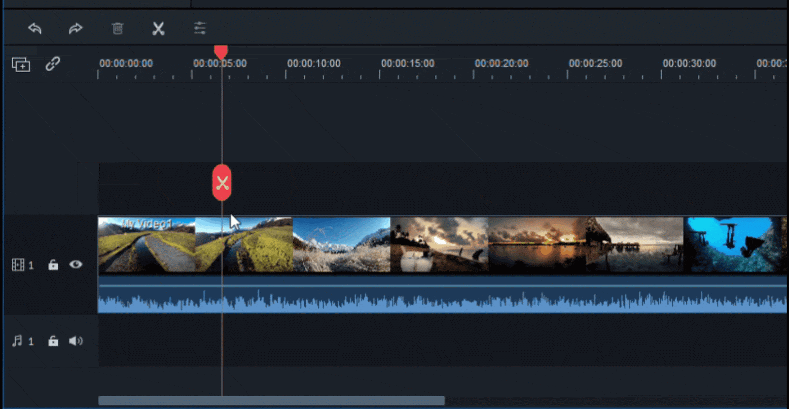 Aufteilung der Clips in Adobe After Effects