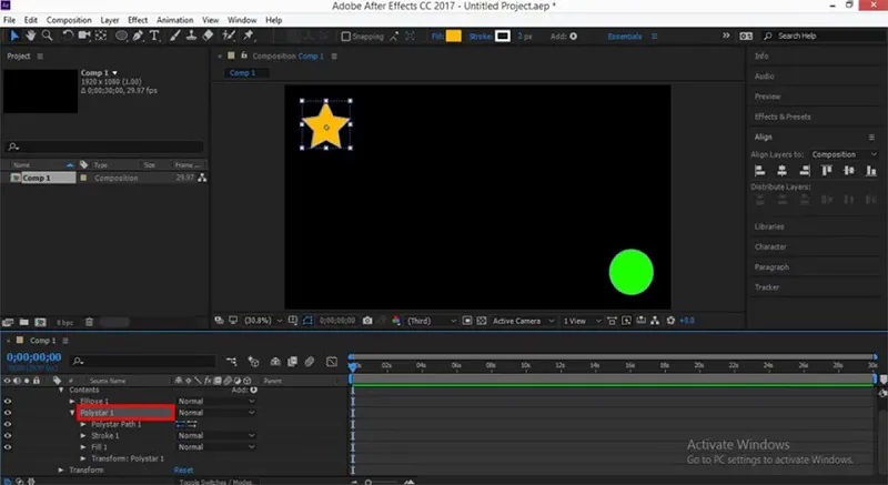 Animation auswählen und After Effects anwenden