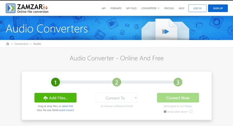 ZAMZAR Free Online Audio Convert