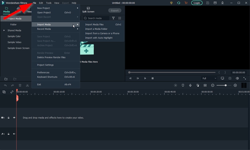 Import Media Files on Filmora