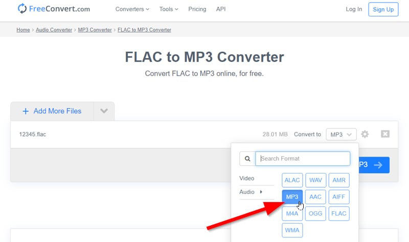 Confirm MP3 as Output Format