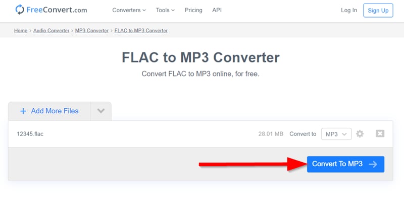 Clique no botão Converter para MP3