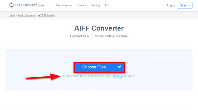 Open Online AIFF Converter and Upload File