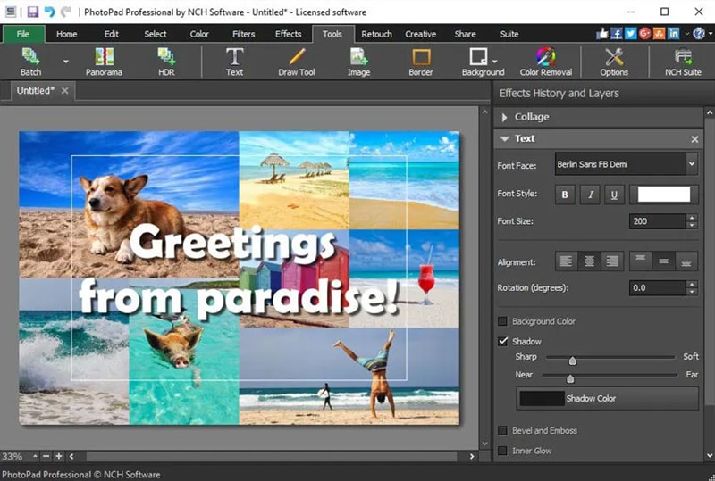 Photopad - Fotocollage-Software für PC