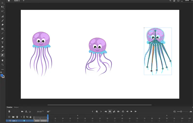 العمل مع keyframes adobe animate