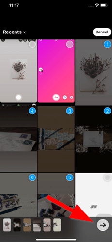 Sélectionnez des images et créez un collage Insta Story