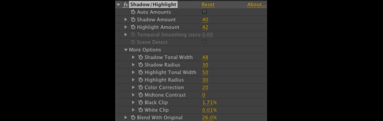 shadow and highlight controls