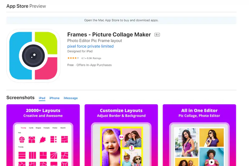 Frames — приложение для создания коллажа на iPhone