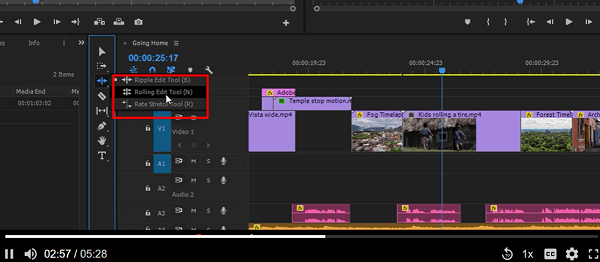 تقليم الفيديو في premiere pro