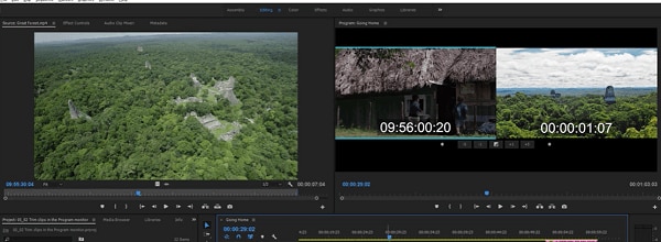 trimming video in premiere pro program