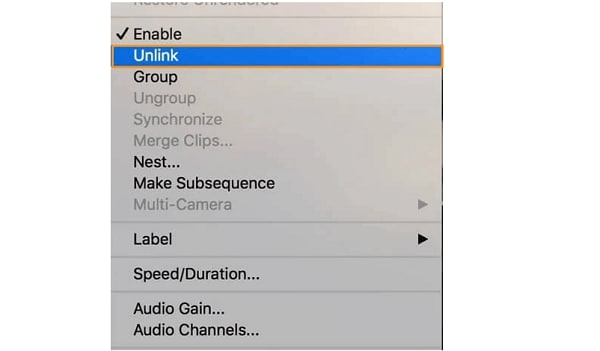 memutuskan tautan audio dari video di premiere pro