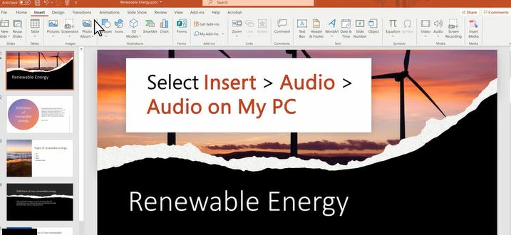 Insérer un fichier audio dans un ppt