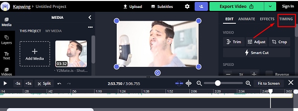 gunakan timing untuk trim video dengan kapwing