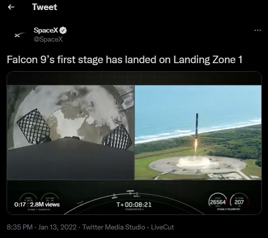 Raktenlandung der Falcon 9 auf der Erde von Elon Musk