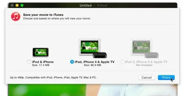 export and share video using Quicktime