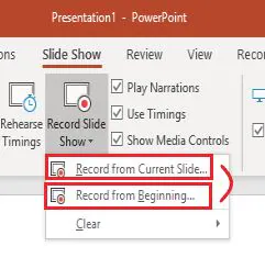 record from current slide ppt