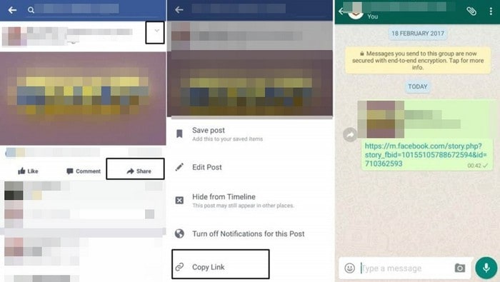 condividere il link di un video fb su whatsapp