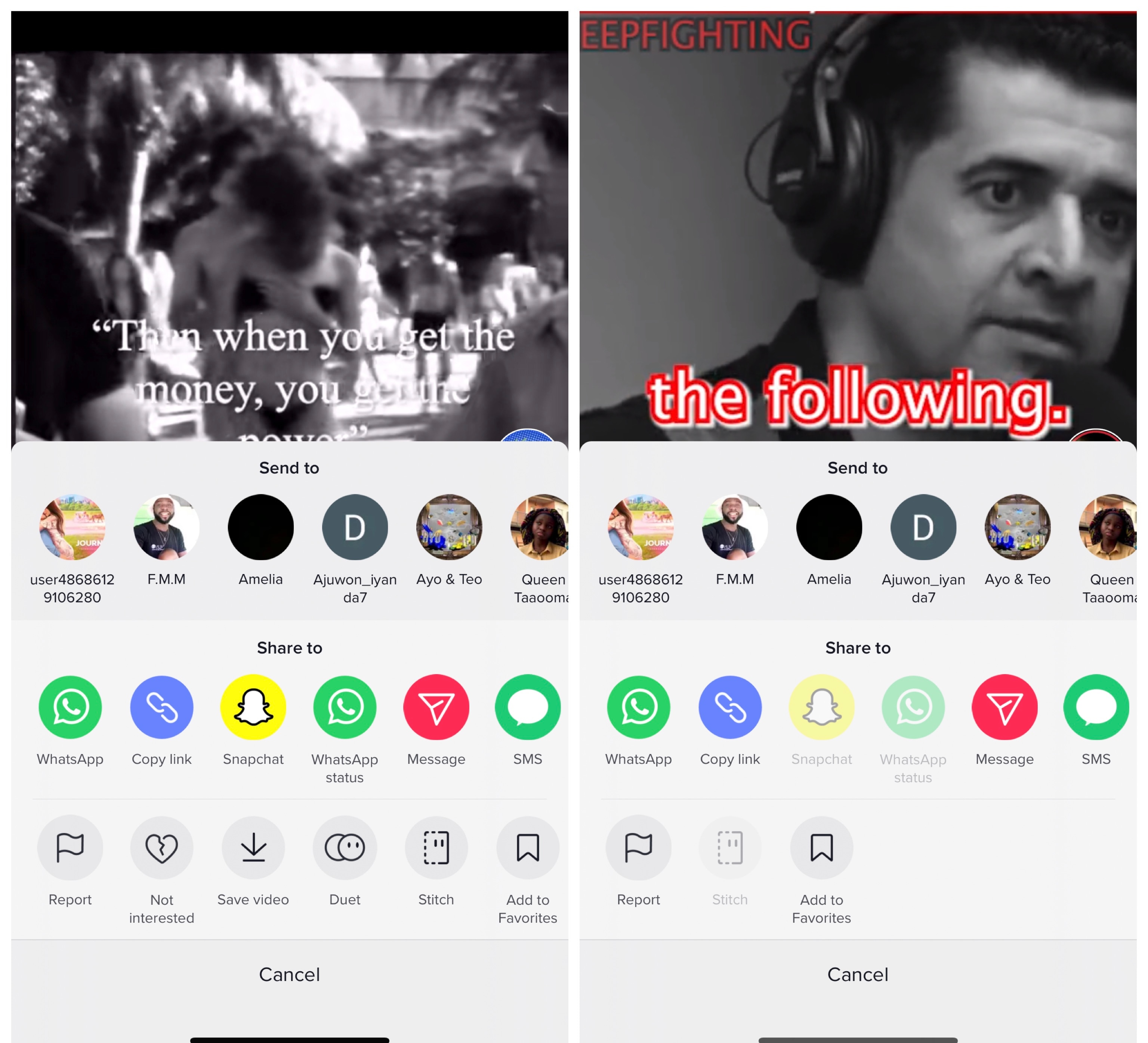 Screenshot of Tiktok showing how to save video