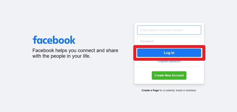 login with facebook account
