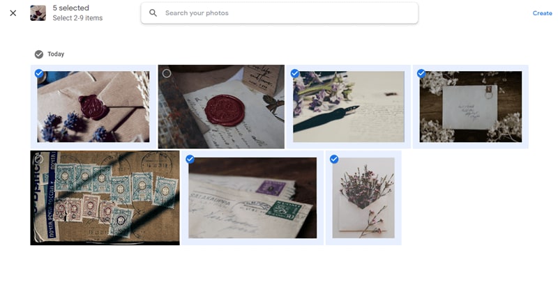 Select Photos for Google Photos Collage