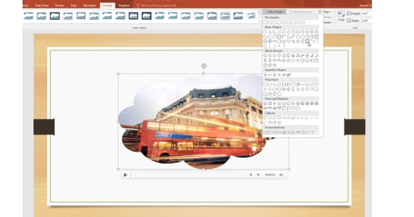 how to play videos inside a shape in microsoft powerpoint 