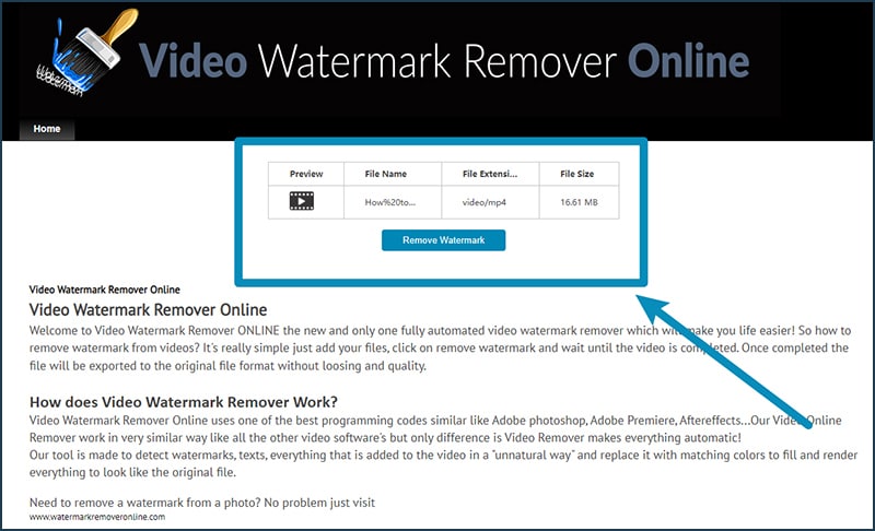 Remove Watermark in video online