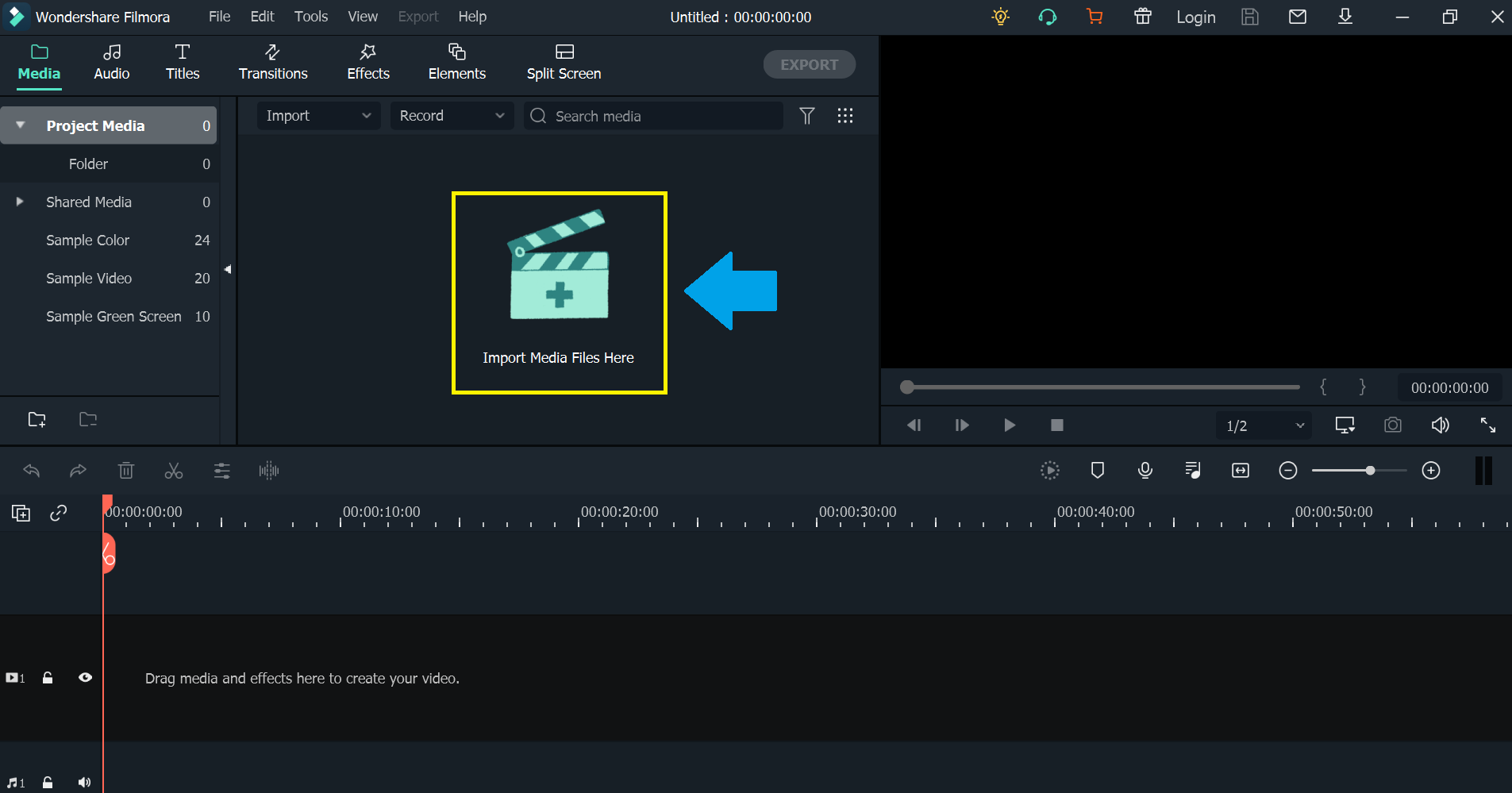 to import the video for editing, click on the “ + ” sign.