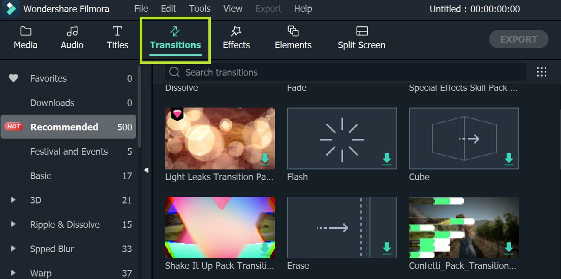 add “transition” to the video 